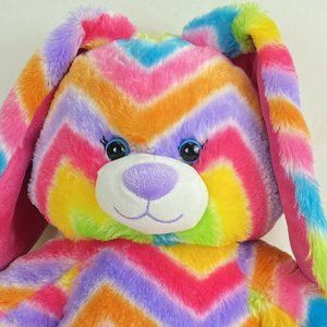 Build a Bear Rainbow Stripe Chevron Bunny 17”